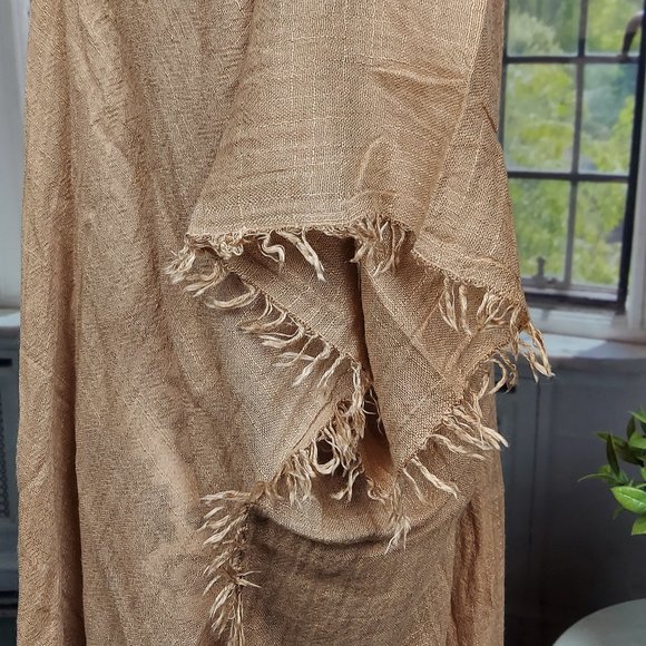 NWT SONOMA TEXTURED GAUZE CINCHED TOPPER (GOLD / OS) - Picture 8 of 14